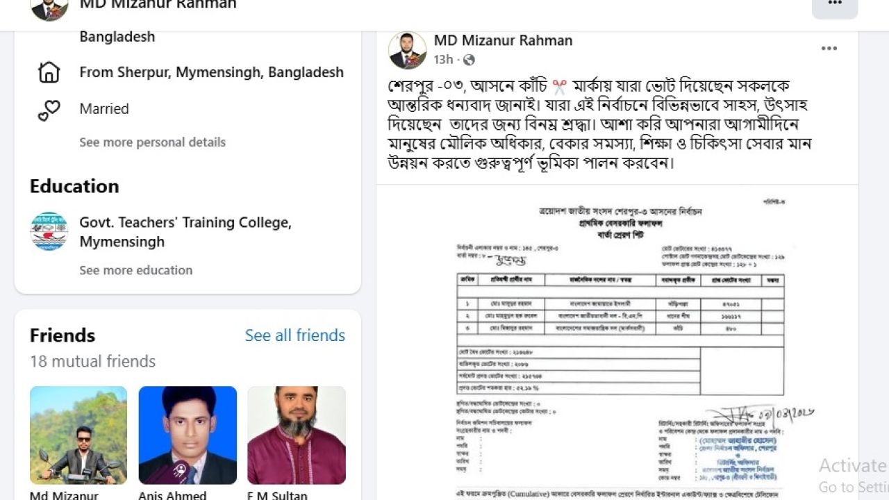 জামানত হারিয়েও ভোটারদের ধন্যবাদ জানালেন বাসদ মনোনীত প্রার্থী