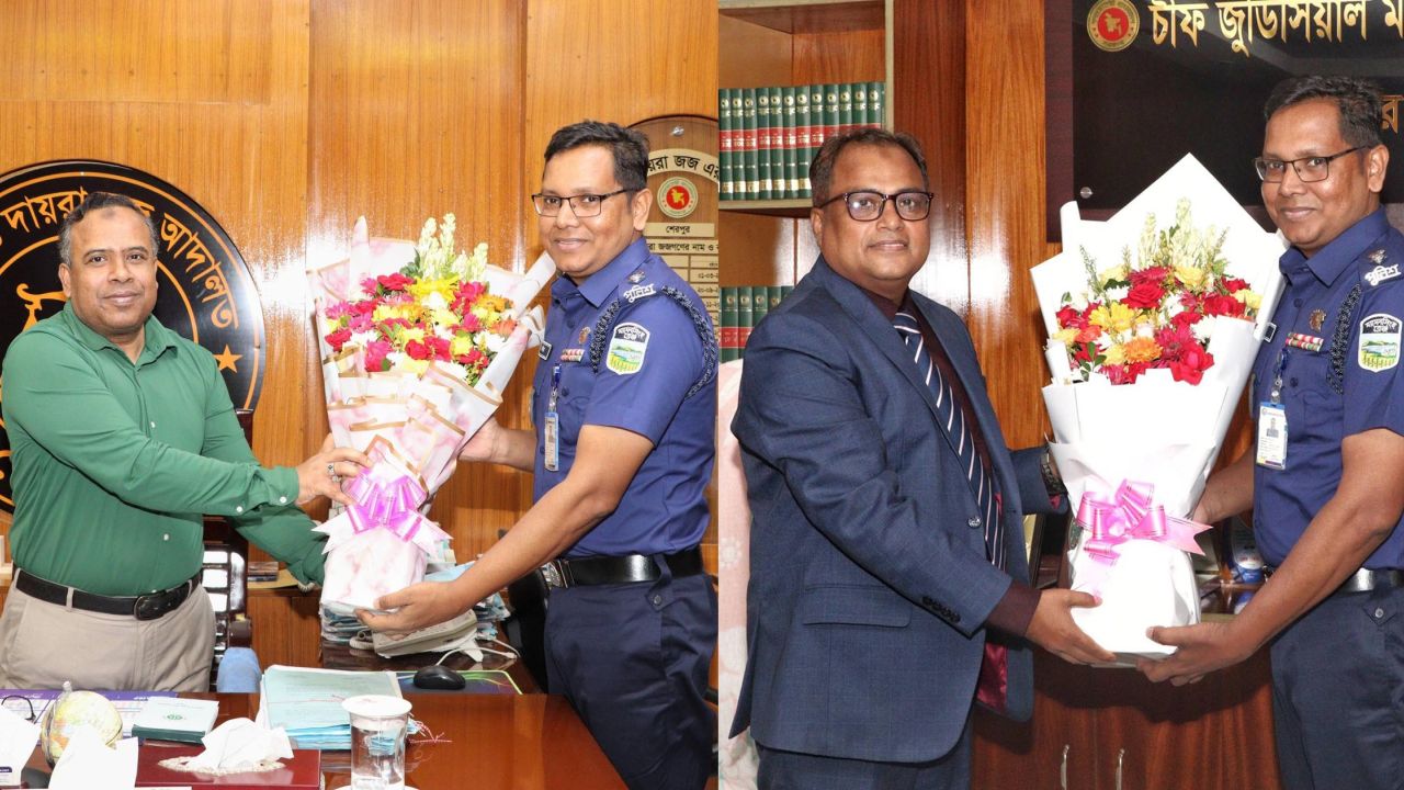 শেরপুরের নবাগত পুলিশ সুপারের সৌজন্য সাক্ষাৎ