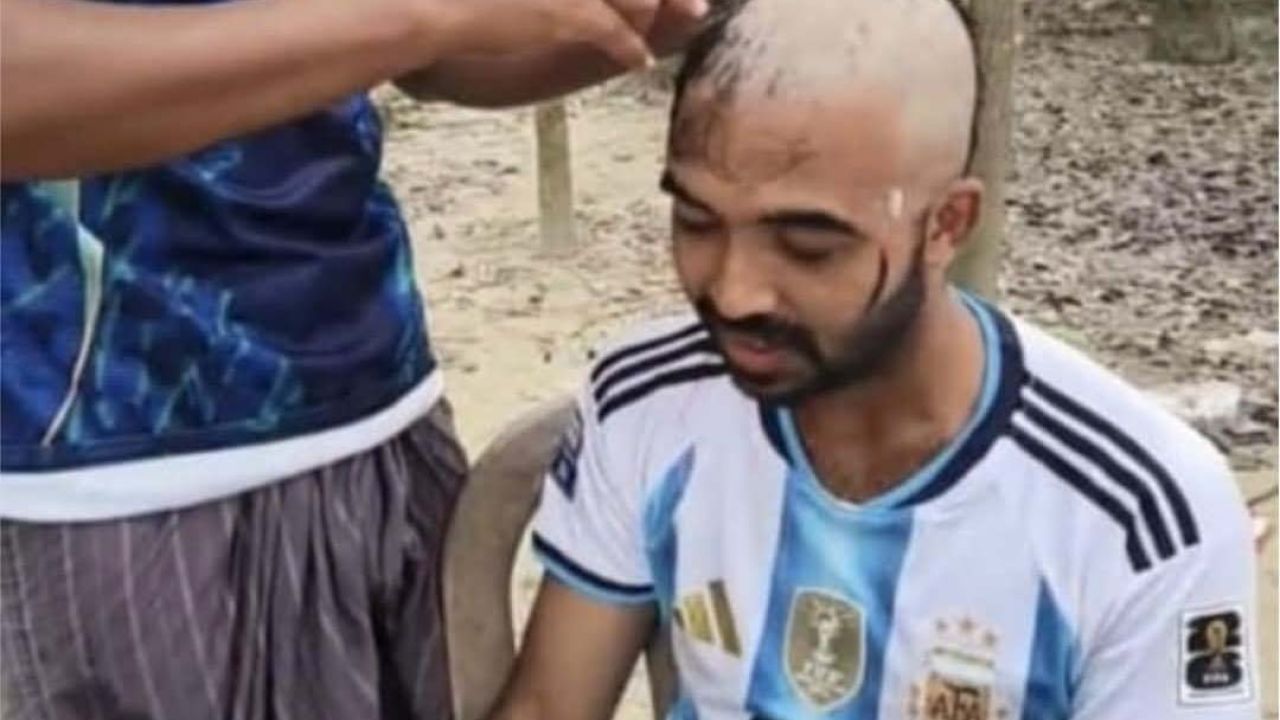 ব্রাজিলের জয়ে মাথা ন্যাড়া করলেন জামালপুরের আর্জেন্টিনার সমর্থক