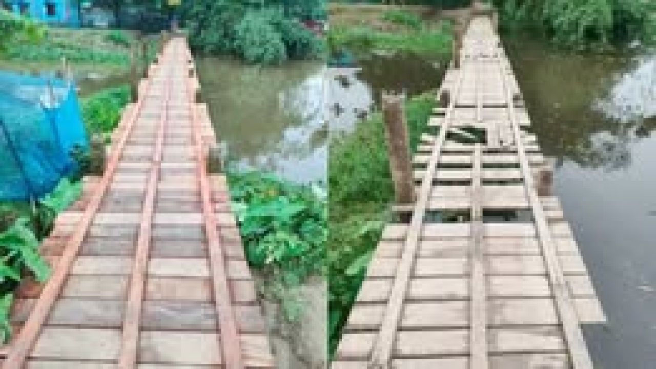 ঝিনাইগাতীর ইউএনও’র  উদ্যোগে ভাঙা ব্রিজ মেরামত