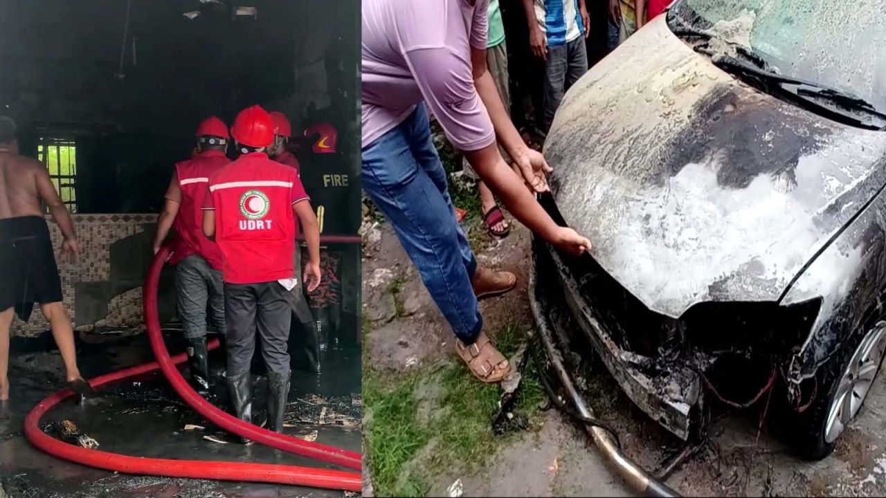শেরপুরে ভয়াবহ আগুন: পুড়ল ৪ প্রতিষ্ঠান ও প্রাইভেটকার