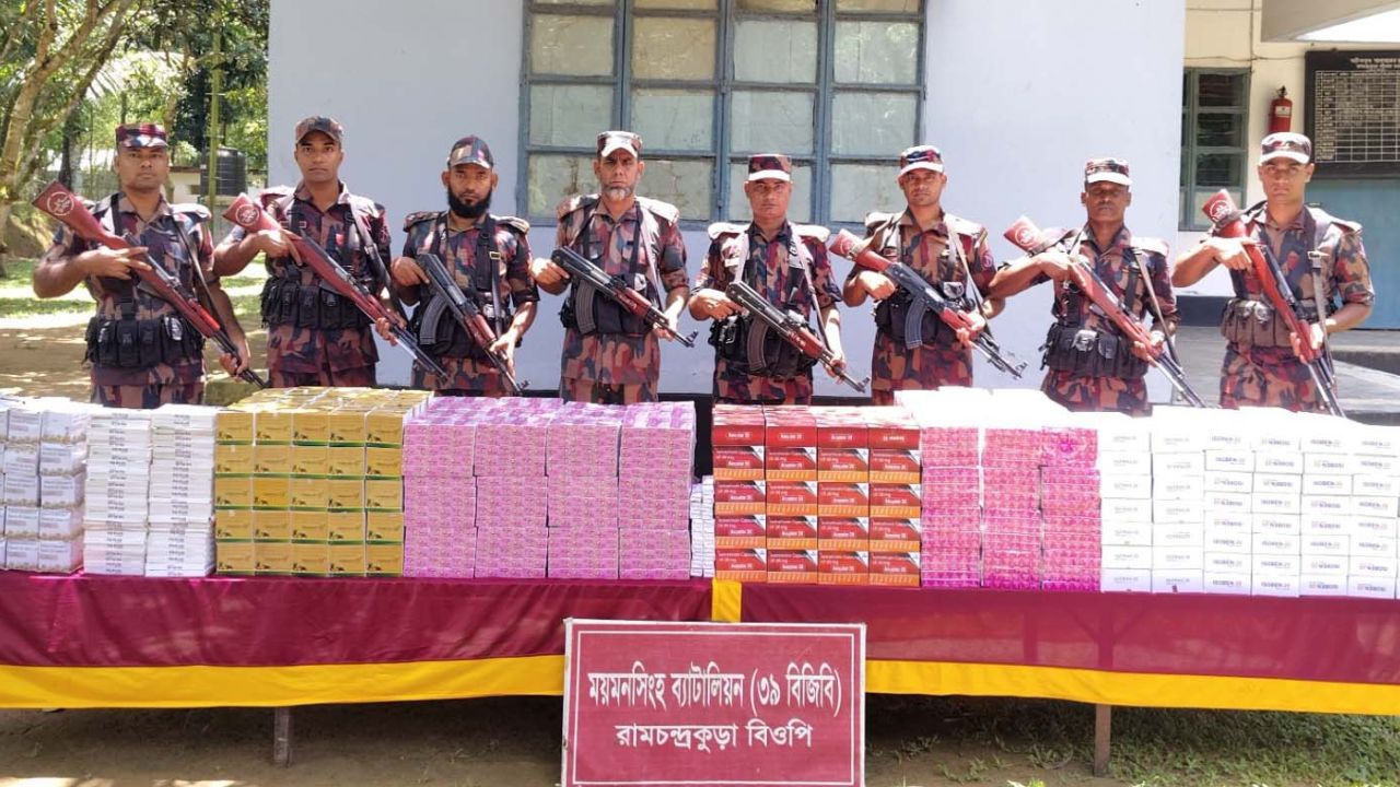 নালিতাবাড়ীতে বিজিবির হাতে ৮১ লাখ টাকার ভারতীয় ওষুধের চালান জব্দ
